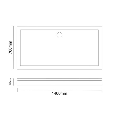 Pearlstone Slate 1400mm x 760mm x 40mm Rectangular Shower Tray and Plinth Dimensions