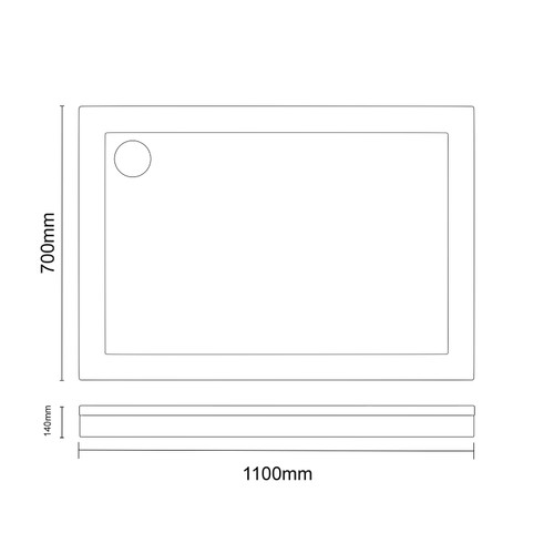 Pearlstone Slate 1100mm x 700mm x 40mm Rectangular Shower Tray and Plinth Dimensions