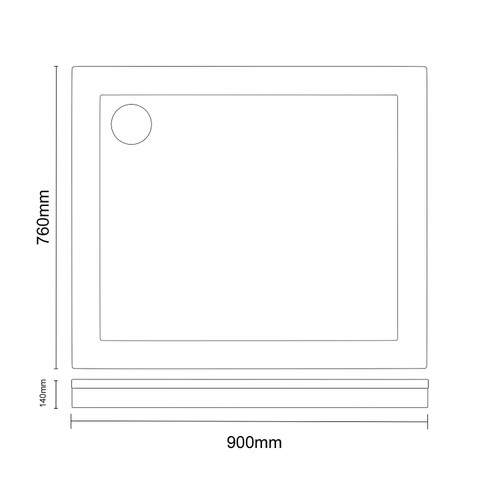 Pearlstone Slate 900mm x 760mm x 40mm Rectangular Shower Tray and Plinth Dimensions