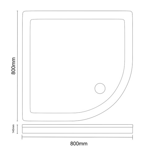 Pearlstone Slate 800mm x 800mm x 40mm Quadrant Shower Tray and Plinth Dimensions