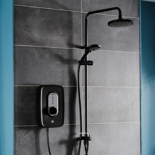 Triton Danzi DuElec Black 9.5kw Electric Shower Left Hand Side View Triton Danzi DuElec Black 9.5kw Electric Shower Left Hand Side View