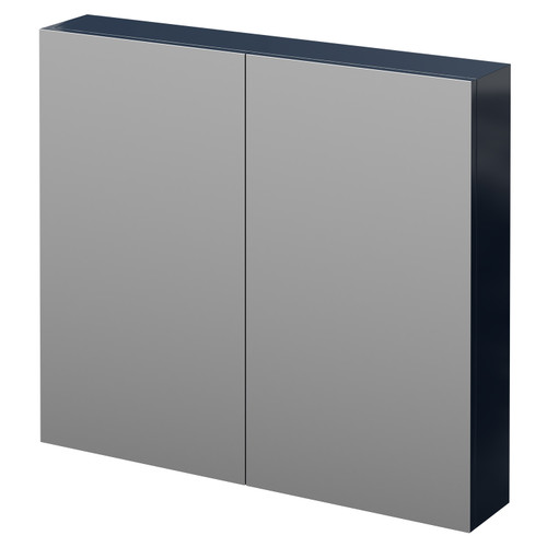 Napoli Deep Blue 800mm Wall Mounted Mirrored Cabinet Right Hand View