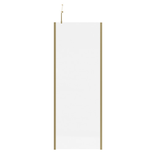 Colore Brushed Brass 1850mm x 700mm 8mm Walk In Clear Glass Shower Screen including Wall Channel with End Profile and Support Bar View From the Front