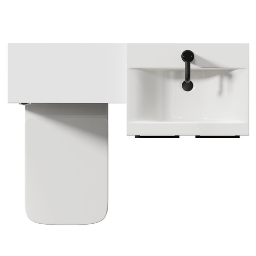 Napoli Gloss White 1000mm Vanity Unit Toilet Suite with 1 Tap Hole Basin and 2 Doors with Matt Black Handles Top View From Above