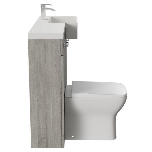 Napoli Combination Molina Ash 1000mm Vanity Unit Toilet Suite with Right Hand Square Semi Recessed 1 Tap Hole Basin and 2 Doors with Polished Chrome Handles Side View
