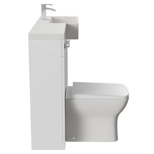 Napoli Combination Gloss White 1000mm Vanity Unit Toilet Suite with Right Hand Square Semi Recessed 1 Tap Hole Basin and 2 Doors with Polished Chrome Handles Side View