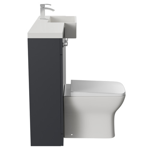Napoli Combination Gloss Grey 1000mm Vanity Unit Toilet Suite with Right Hand Square Semi Recessed 1 Tap Hole Basin and 2 Doors with Polished Chrome Handles Side View