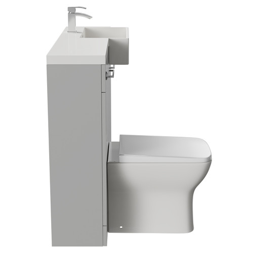 Napoli Combination Gloss Grey Pearl 1000mm Vanity Unit Toilet Suite with Right Hand Square Semi Recessed 1 Tap Hole Basin and 2 Doors with Polished Chrome Handles Side View