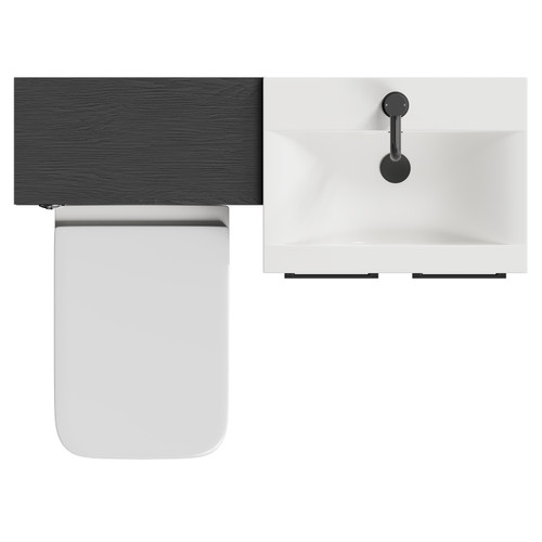 Napoli Nero Oak 1000mm Vanity Unit Toilet Suite with 1 Tap Hole Basin and 2 Doors with Matt Black Handles Top View