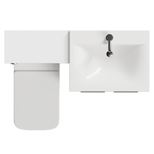 Napoli Gloss White 1100mm Vanity Unit Toilet Suite with 1 Tap Hole Basin and 2 Doors with Gunmetal Grey Handles Top View