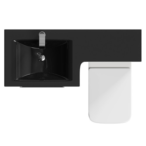 Venice Square Gloss Grey 1100mm Vanity Unit Toilet Suite with Left Hand Anthracite Glass 1 Tap Hole Basin and 2 Drawers with Polished Chrome Handles Top View