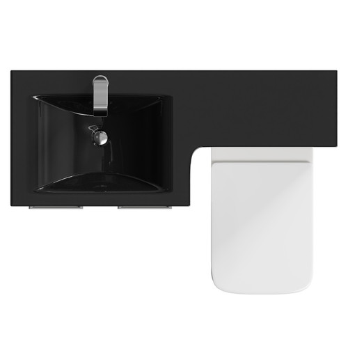 Venice Square Gloss Grey Pearl 1100mm Vanity Unit Toilet Suite with Left Hand Anthracite Glass 1 Tap Hole Basin and 2 Doors with Polished Chrome Handles Top View