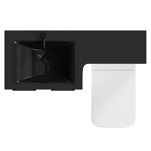 Venice Square Gloss White 1100mm Vanity Unit Toilet Suite with Left Hand Anthracite Glass 1 Tap Hole Basin and 2 Doors with Matt Black Handles Top View