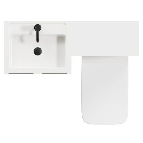 Napoli Combination Gloss White 1000mm Vanity Unit Toilet Suite with Left Hand L Shaped 1 Tap Hole Basin and 2 Doors with Matt Black Handles Top View From Above