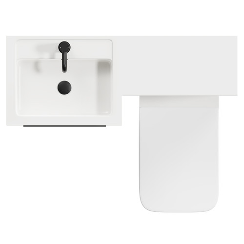 Napoli Combination Gloss White 1000mm Vanity Unit Toilet Suite with Left Hand L Shaped 1 Tap Hole Basin and 2 Drawers with Matt Black Handles Top View From Above