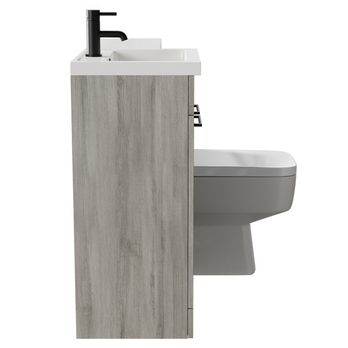 Napoli Combination Molina Ash 1000mm Vanity Unit Toilet Suite with Left Hand L Shaped 1 Tap Hole Basin and 2 Doors with Matt Black Handles Side on View