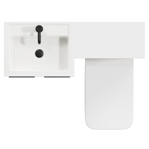 Napoli Combination Molina Ash 1000mm Vanity Unit Toilet Suite with Left Hand L Shaped 1 Tap Hole Basin and 2 Doors with Matt Black Handles Top View From Above