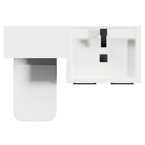 Napoli Combination Gloss Grey Pearl 1100mm Vanity Unit Toilet Suite with Right Hand L Shaped 1 Tap Hole Basin and 2 Doors with Matt Black Handles Top View From Above