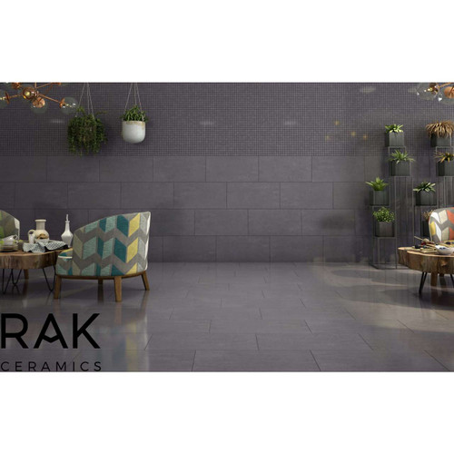 RAK Lounge Dark Anthracite Unpolished 60cm x 60cm Porcelain Wall and Floor Tile Lifestyle
