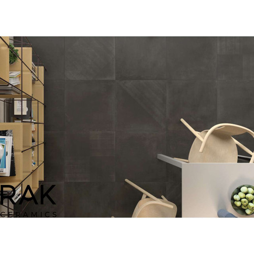 RAK Basic Concrete Dark Grey Matt 60cm x 60cm Porcelain Wall and Floor Tile Lifestyle