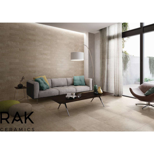 RAK Shine Stone White Matt 15cm x 60cm Porcelain Wall and Floor Tile Lifestyle