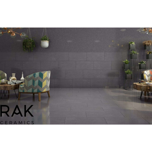 RAK Lounge Light Grey Unpolished 30cm x 30cm Sheet 10cm x 10cm Squares Porcelain Mosaic Tile Lifestyle