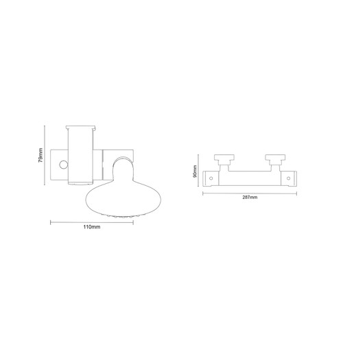 Rondi Polished Chrome Thermostatic Bar Valve Mixer Shower with Sark Shower Slide Rail Kit Dimensions