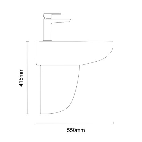 Ideal 560mm Basin with 1 Tap Hole and Semi Pedestal Dimensions