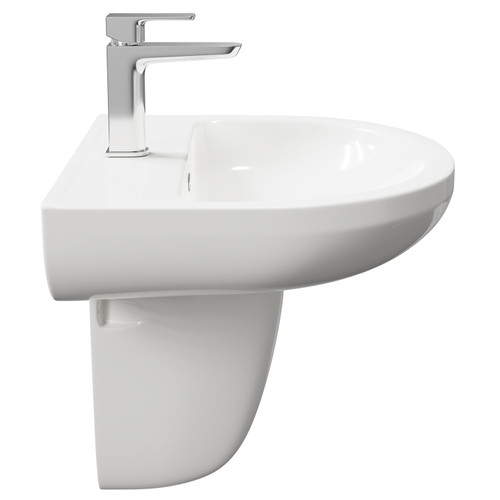 Ideal 560mm Basin with 1 Tap Hole and Semi Pedestal Side on View