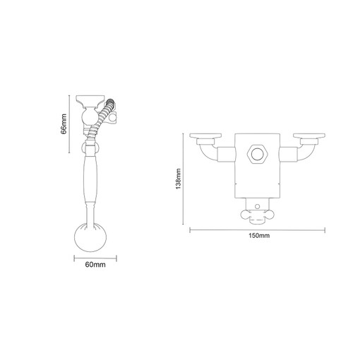 Windsor Traditional Polished Chrome Exposed Thermostatic Shower Valve with Slide Rail Kit Dimensions