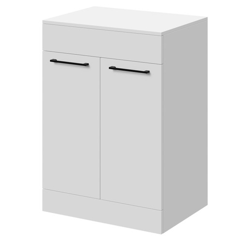 Napoli Gloss White 600mm Floor Standing Vanity Unit for Countertop Basins with 2 Doors and Matt Black Handles Right Hand Side View