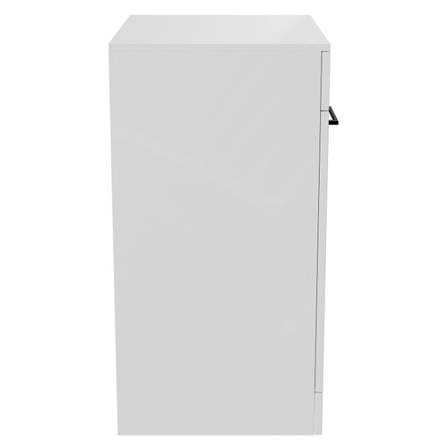 Napoli Gloss White 600mm Floor Standing Vanity Unit for Countertop Basins with 2 Doors and Matt Black Handles Side on View