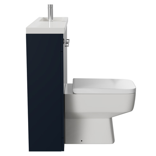 Napoli Combination Deep Blue 1000mm Vanity Unit Toilet Suite with Slimline 1 Tap Hole Basin and 2 Doors with Polished Chrome Handles Side on View