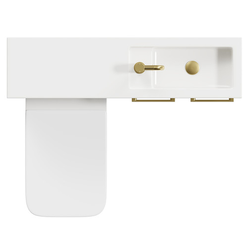 Napoli Combination Gloss White 1000mm Vanity Unit Toilet Suite with Slimline 1 Tap Hole Basin and 2 Doors with Brushed Brass Handles Top View From Above