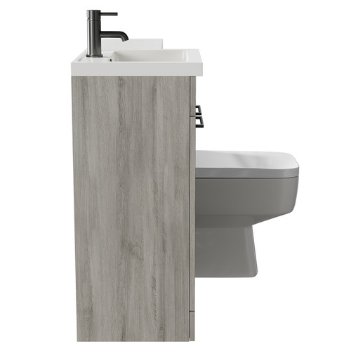 Napoli Combination Molina Ash 1000mm Vanity Unit Toilet Suite with Left Hand L Shaped 1 Tap Hole Basin and 2 Doors with Gunmetal Grey Handles Side on View