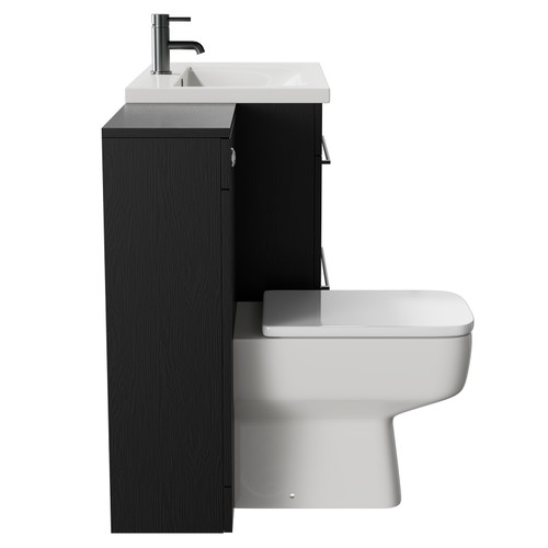 Napoli Nero Oak 1300mm Vanity Unit Toilet Suite with 1 Tap Hole Basin and 2 Drawers with Gunmetal Grey Handles Side View