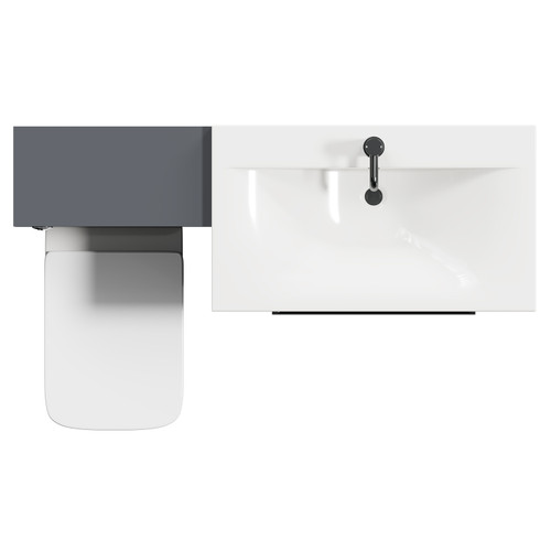 Napoli Gloss Grey 1300mm Vanity Unit Toilet Suite with 1 Tap Hole Basin and 2 Drawers with Gunmetal Grey Handles Top View