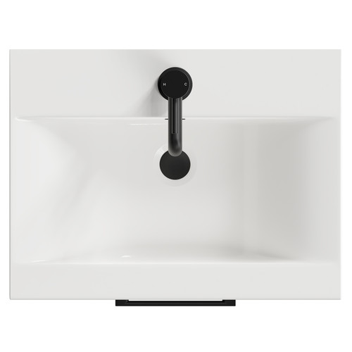 Napoli Nero Oak 500mm Wall Mounted Vanity Unit with 1 Tap Hole Basin and Single Drawer with Matt Black Handle top View