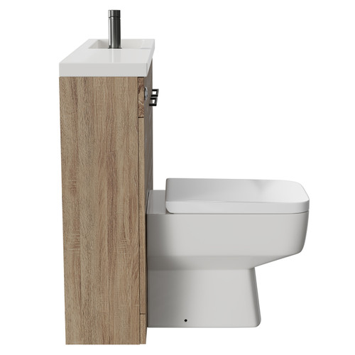 Napoli Combination Bordalino Oak 1000mm Vanity Unit Toilet Suite with Slimline 1 Tap Hole Basin and 2 Doors with Gunmetal Grey Handles Side on View