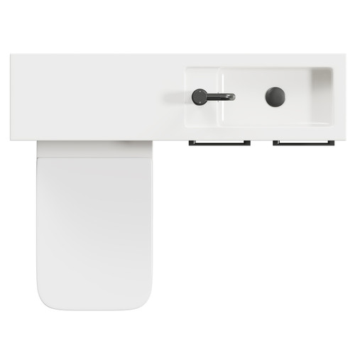 Napoli Combination Bordalino Oak 1000mm Vanity Unit Toilet Suite with Slimline 1 Tap Hole Basin and 2 Doors with Gunmetal Grey Handles Top View From Above