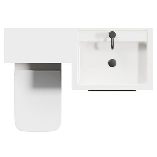 Napoli Combination Molina Ash 1100mm Vanity Unit Toilet Suite with Right Hand L Shaped 1 Tap Hole Basin and 2 Drawers with Gunmetal Grey Handles Top View From Above