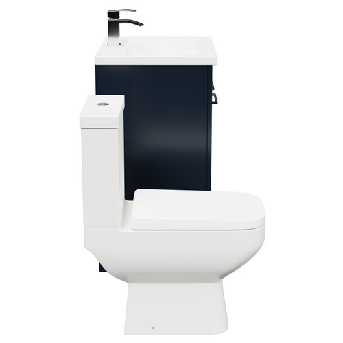 Turin Deep Blue 600mm Floor Standing Vanity Unit and Toilet Suite with 1 Tap Hole Basin and 2 Doors with Polished Chrome Handles Side View