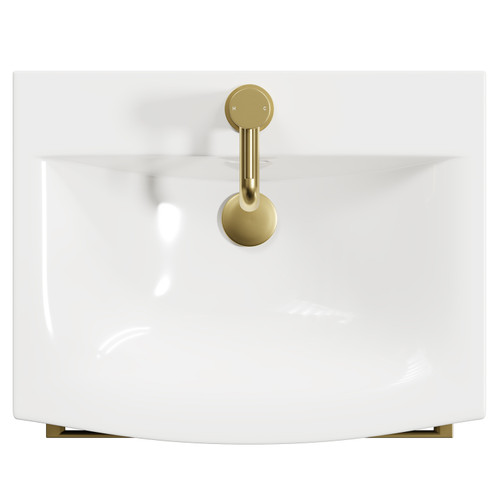 Napoli Gloss Grey 500mm Floor Standing Vanity Unit with 1 Tap Hole Curved Basin and 2 Doors with Brushed Brass Handles View From Top Napoli Gloss Grey 500mm Floor Standing Vanity Unit with 1 Tap Hole Curved Basin and 2 Doors with Brushed Brass Handles View From Top