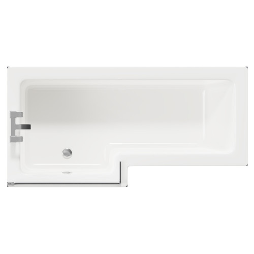 Loire 1700mm Left Hand L Shaped Shower Bath with Polished Chrome Bath Screen and Deep Blue Front and End Bath Panels View From Top