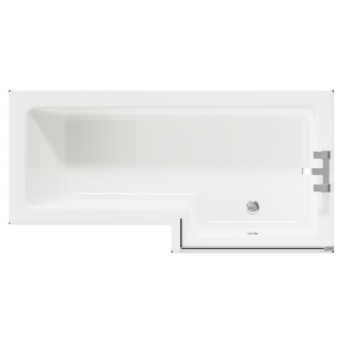Loire 1700mm Right Hand L Shaped Shower Bath with Polished Chrome Bath Screen and Deep Blue Front and End Bath Panels View From Top