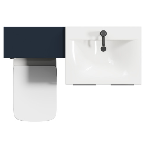 Napoli Deep Blue 1100mm Vanity Unit Toilet Suite with 1 Tap Hole Basin and 2 Doors with Matt Black Handles View From Top