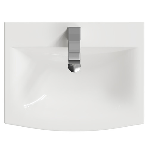 Napoli Molina Ash 500mm Wall Mounted Vanity Unit with 1 Tap Hole Curved Basin and Single Drawer with Polished Chrome Handle View From Top