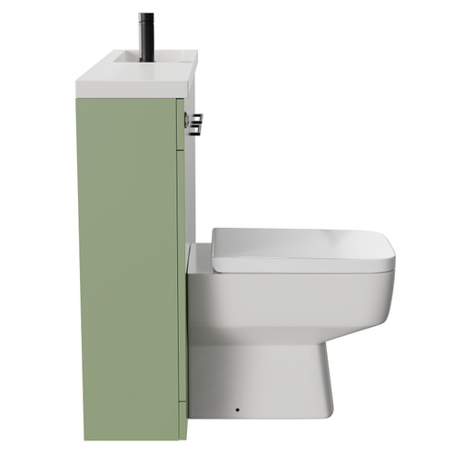 Napoli Combination Olive Green 1000mm Vanity Unit Toilet Suite with Slimline 1 Tap Hole Basin and 2 Doors with Matt Black Handles Side on View