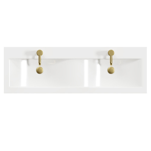 Napoli Molina Ash 1200mm Floor Standing Vanity Unit with Ceramic Double Basin and 4 Drawers with Brushed Brass Handles View From Top