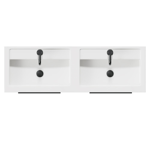 Napoli Olive Green 1200mm Wall Mounted Vanity Unit with Polymarble Double Basin and 4 Drawers with Gunmetal Grey Handles View From Top Napoli Olive Green 1200mm Wall Mounted Vanity Unit with Polymarble Double Basin and 4 Drawers with Gunmetal Grey Handles View From Top